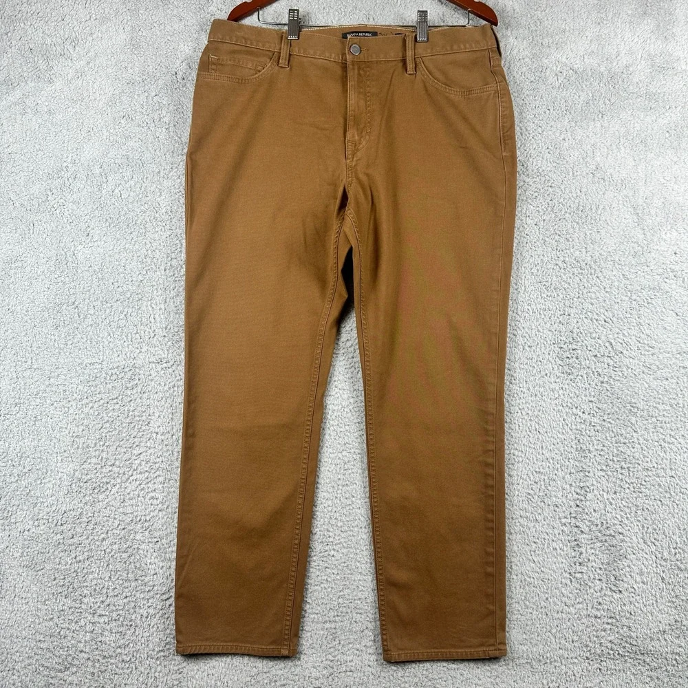 Banana Republic‎ Traveler Slim Twill Chino Pants Mens 36x30 (Fits 36x29) Brown